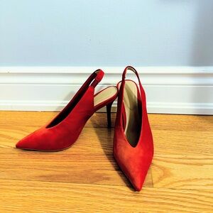 Aldo Bold Orange Pointed Slingback Heels